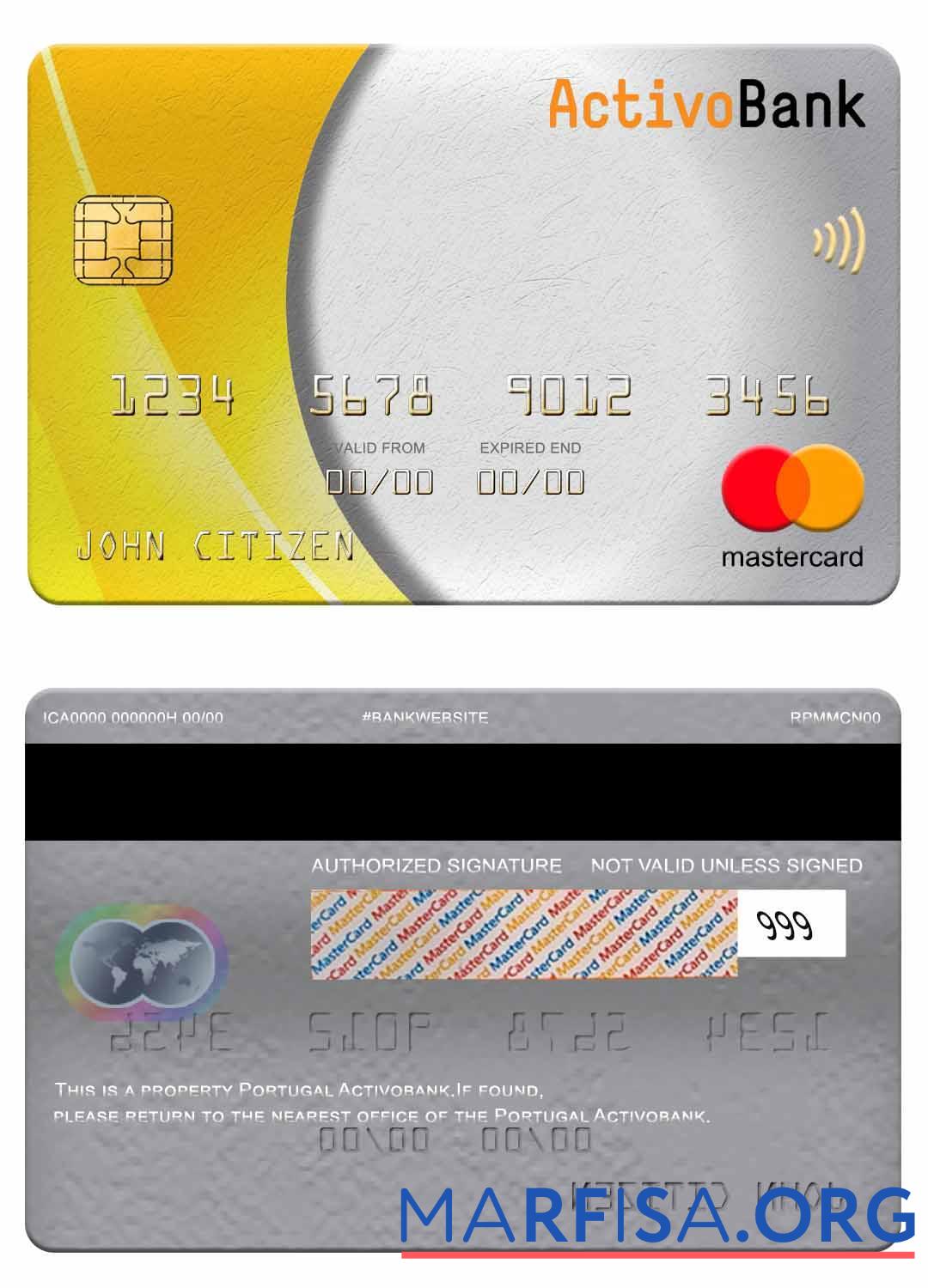 Realistic Portugal Activobank mastercard template